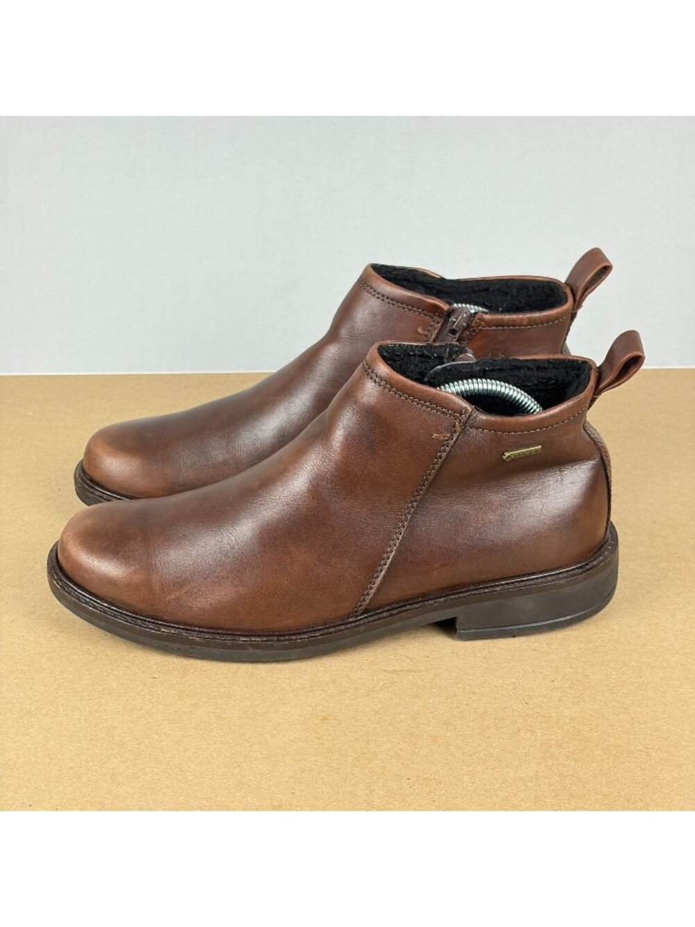 Ecco Holton Leather Chelsea Boots Womens 7.5 EU 38 Brown Side Zip Casual